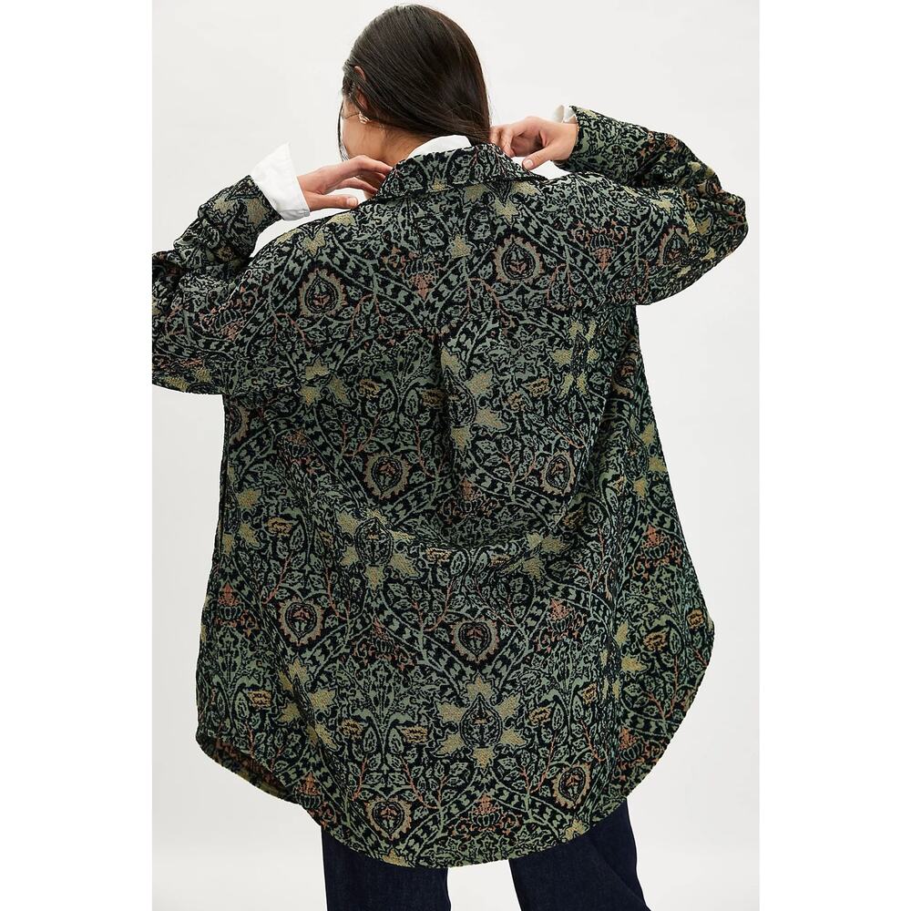 NWT Free People We The Free Tapestry Fog Jacquard Shirt Sz S Shacket Oversized - Picture 3 of 14